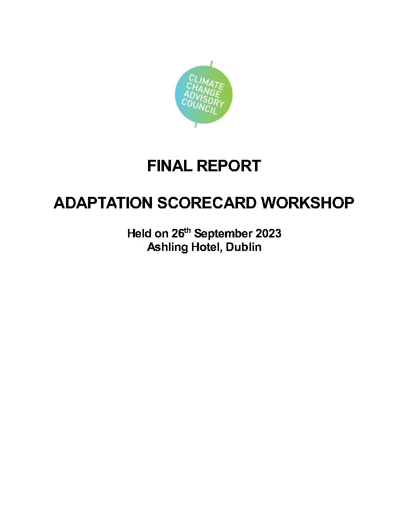 Adaptation Scorecard Workshop Report
